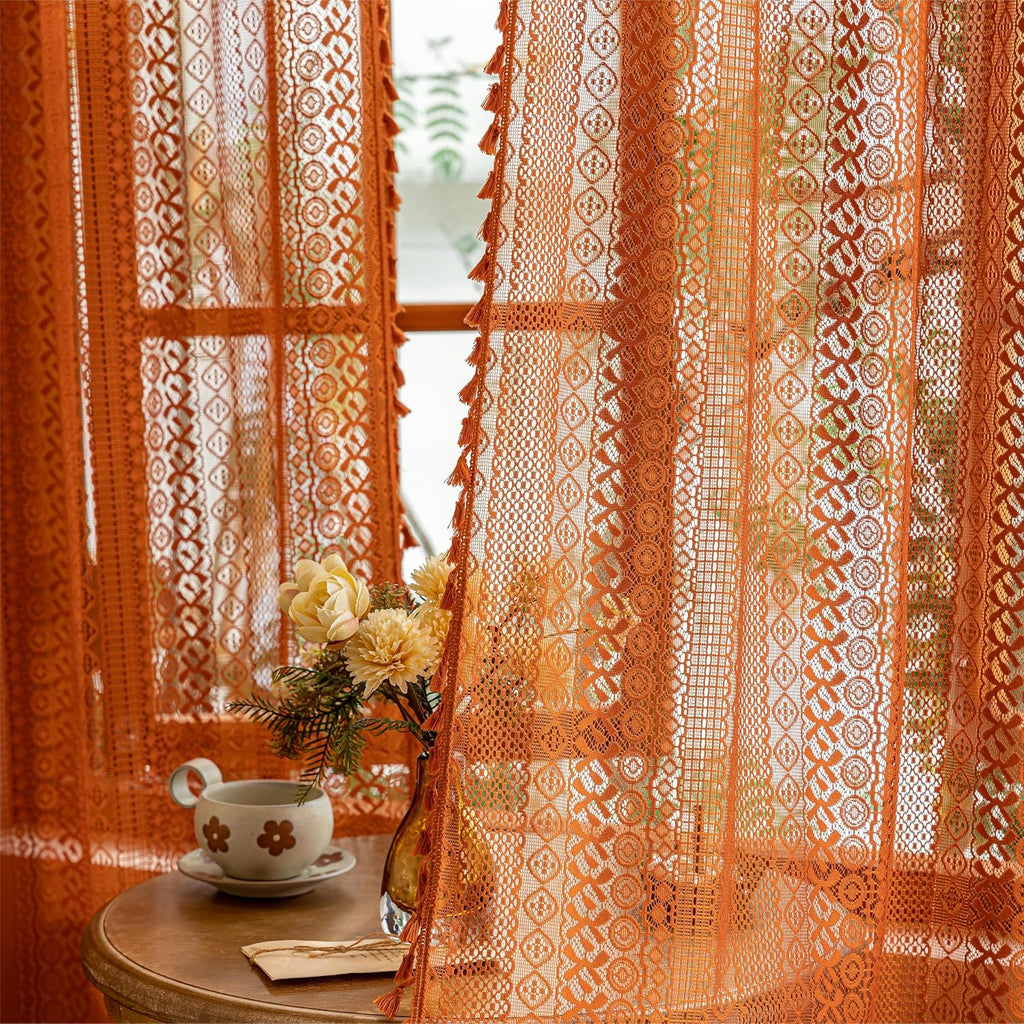 Home Terracotta Boho Lace Curtains